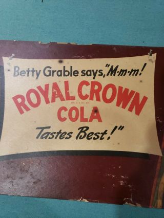 Royal Crown Cola Betty Grable Pin Up Girl Sign 20th Century fox 7