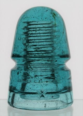 Blue W/snow Cd 145 Star Postal Style Beehive Glass Insulator