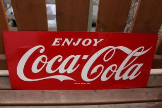 Vintage 1969 Enjoy Coca Cola Sign Authentic Metal Sign