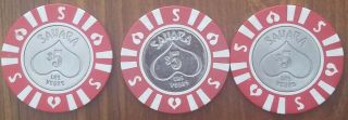 3 $5 Casino Chips - Sahara.  Las Vegas,  Nv