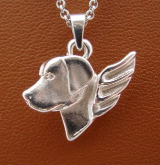 Small Sterling Silver Labrador Retriever Angel Pendant