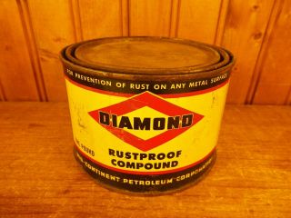 Vintage D - X Diamond 1 Lb Rustproof Compound Can Gas Oil Garage Sign Grease Rare