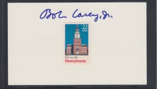 Robert P.  Casey,  Jr,  Us Senator From Pennsylvania,  Signed 22c Pa Stamp On Card
