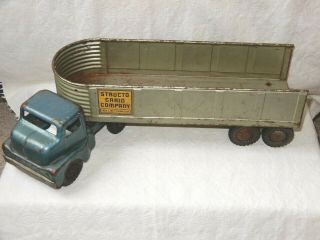 Vintage Structo Grain Company Pressed Steel Truck / Trailer Toy Truck
