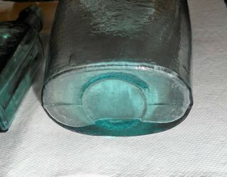 Attic Find Qt.  Brilliant 1860 ' s Seam Side Whiskey Flask in Aquamarine.  Drip Top 3