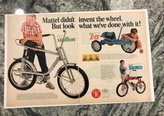 Vintage 2 Page 1965 Mattel Bikes Stallion Bronco & X - 15 Ad