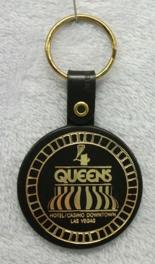 Vintage 4 Queens Casino Hotel Las Vegas Nevada Plastic Keychain Ring Fob Look