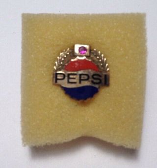 Vintage 10k Gold Pepsi Employee Service Pin With Ruby