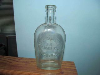 Whiskey Flask Garibaldi Bros Hoboken,  N.  J.  (clear Glass 1/2 Pint)