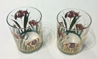 Culver Iris Cinnabar Double Old Fashioned Whiskey Glasses Not Signed