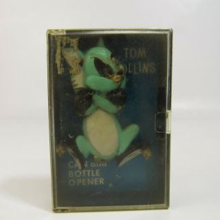Vintage Tom Collins Cat Bottle Opener Metal Enamelware Can Jar Cartoon Figure 2