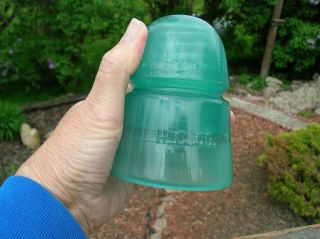 Milky Aqua H.  G.  Co.  3 1/4 B.  4 1/8 H.  Glass Insulator