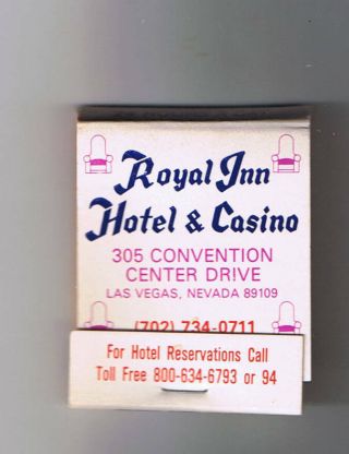 Royal Inn Hotel Casino Keno Ad Vintage Matchbook Las Vegas Nevada