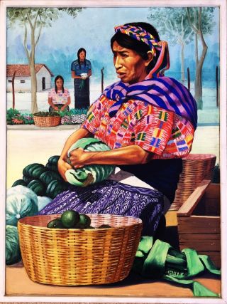 Edgar Chavez Guatemala Latin American Realism Traditional Scene Portrait Oil 1