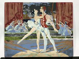 Vtg Paint By Number Pbn Craft Mid Century Ballet Dancers Ballerina Painting Art