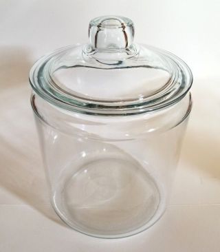 Vintage Large Glass Candy Apothecary Jar With Lid 1 Gallon 10 " Tall Cond.