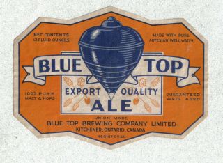 Beer Label - Canada - Blue Top Ale - Kitchener,  Ontario