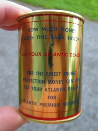 Rare Old Vintage ATLANTIC Motor Oil Tin Can Bank - BEST I ' VE EVER SEEN 2
