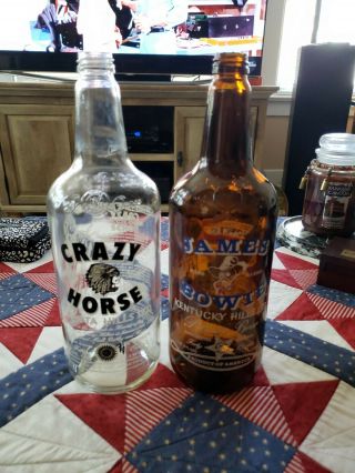 Vintage Crazy Horse Dakota Hills Ltd Glass Bottle 40oz And James Bowie Pilsner