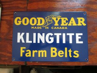Old Vintage Klingtite Farm Belts Porcelain Sign