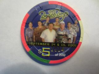 $5 Las Vegas Stratosphere - Beach Boys 9/14/01 Cancelled - Numbered -