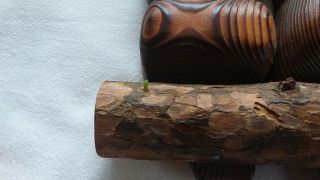 Vtg owl On Branch Wall Decor Vintage Hand Crafted Wood Mid Century folk art 3