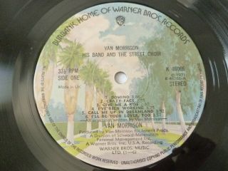 VAN MORRISON HIS BAND AND THE STREET CHOIR 1971 UK ' TRANSITIONAL ' VINYL LP 7