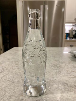 Solid Glass Clear Coca Cola Coke Bottle Art Glass Dec 25,  1923 Heavy