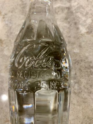 Solid Glass Clear Coca Cola Coke Bottle Art Glass Dec 25,  1923 HEAVY 4