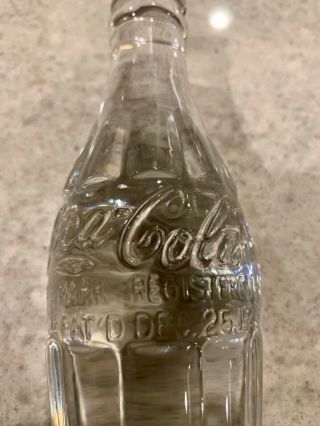 Solid Glass Clear Coca Cola Coke Bottle Art Glass Dec 25,  1923 HEAVY 6