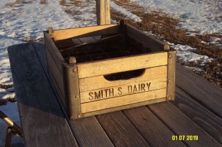 Vintage Oak Wooden Dairy Milk Crate Smiths Dairy Idaho