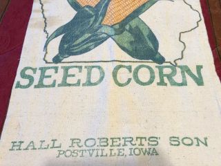 Vintage RARE HALL ROBERTS ' SON Hybrid Seed Corn Cloth Sack Bag Postville,  Iowa 2