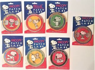 7 Vintage 1984 Olympics La 84 Snoopy / Belle Iron On Patch Event Rare / D