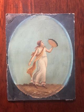 19th Century Classical Greek Roman Dancing Girl Oil Painting Grand Tour