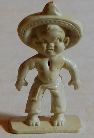 Vint 1950 Cracker Jack Mexico Dolls Of Nations Boy In Sombrero Stand - Up