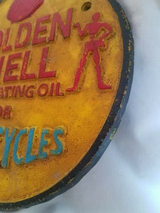 Vintage Cast Iron Golden Shell Oil Service Station Sign 4