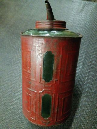 Antique Dandy Oil Can Glass Tin Metal Kerosene Oil Petroiliana Vintage