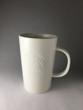 Starbucks Etched Mermaid Logo 16 Oz White Ceramic Coffee Tea Mug 2014