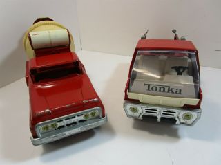 Vintage Tonka Pressed Steel & Plastic Cement Mixer Truck & Fire Engine Red 2
