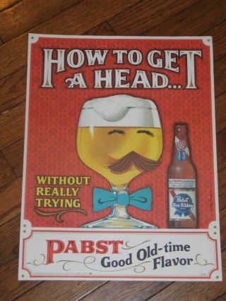 Vintage 1960s Pabst Blue Ribbon Ad Poster Print Nos Pbr Rare Beer Advertising Nr