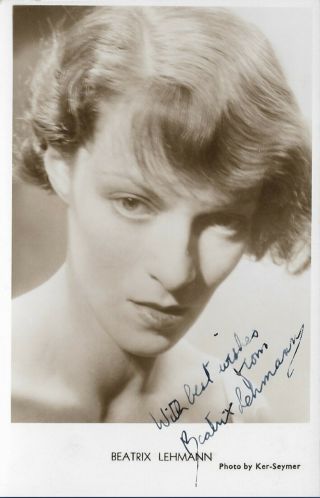 Beatrix Lehmann (the Rat/candles At Nine) Hand - Signed 1930s Vintage Postcard