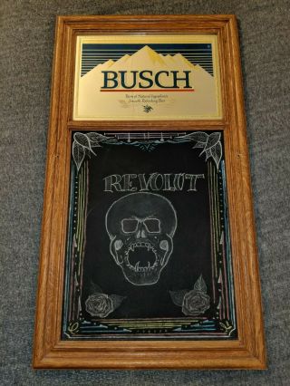 1987 Busch Beer Framed Mirror Chalkboard Beeco Mfg.  31 " By 18 "