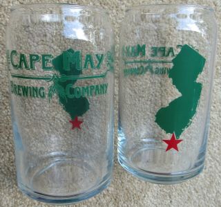 2 Cape May Brewing Co Glasses Exc Cond Jersey Beer Glass Pair Micro