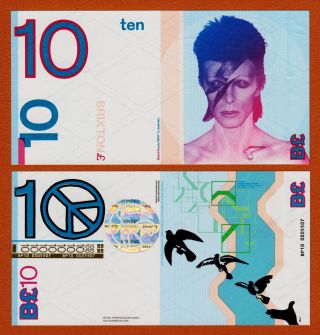England,  S Transition Town Brixton 10 Pounds David Bowie 2011 - Unc