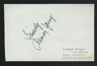 Trummy Young Signed Vintage Album Page Jazz Trombone W/ Armstrong