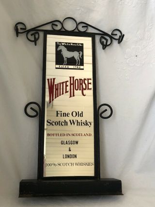 Vintage White Horse Fine Old Scotch Whisky Mirror Bar Drink Utensil Holder Stand