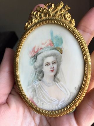Signed Fine French Antique Miniature Gilt Torch & Arrow Frame Marie Antoinette