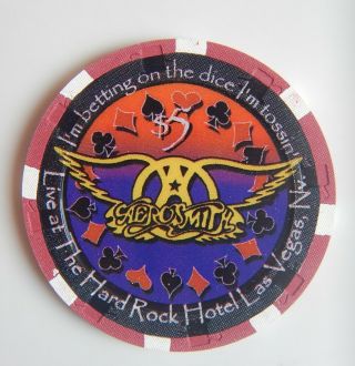 Hard Rock Hotel Las Vegas Le Aerosmith $5 Casino Chip