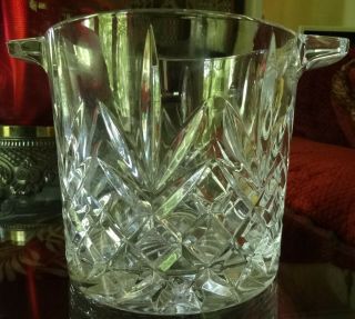 Heavy Glass Crystal Diamond Cut Ice Bucket
