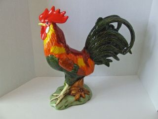 Large Vibrant Ceramic Rooster Figurine 15 " Tall